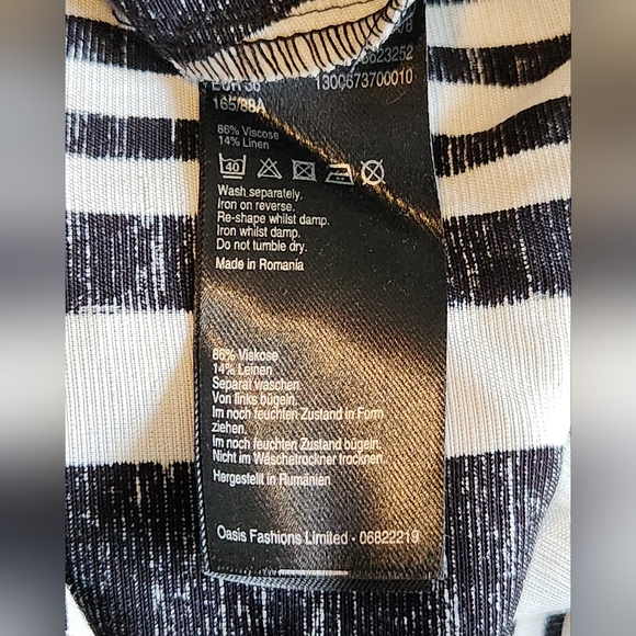 ASOS Oasis Stripe Midi Dress, Black and White, Size US 6 - Picture 6 of 6